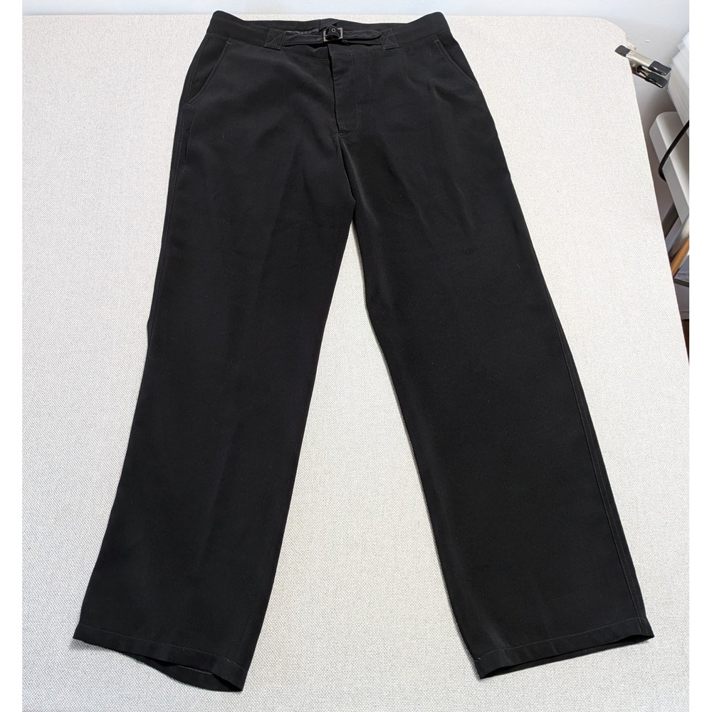 Armani Collezioni Men's Black Flat Front Dress Pants 38L 100% Polyester Prom NWT